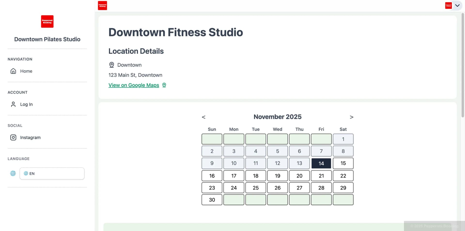 ã¯ã©ã¹ã®ã«ã¬ã³ããŒè¡šç€º